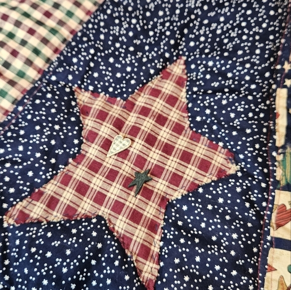 Handmade Country Quilted‎ Patchwork Star Blocks Christmas Tree Skirt V31 - Picture 4 of 8